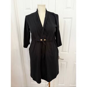 Black Women's Robe with Drawstring Waist